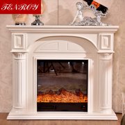 Ivory White Roman Column Marble Fireplace