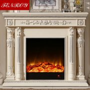 Dual Roman Column Shaped Ivery White Fireplace