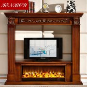 American st<x>yle simplicity TV carbinet dark brown fireplace